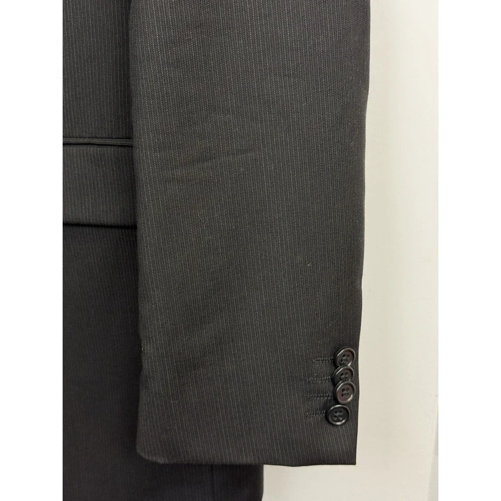 Alfani Blazer Mens 40L Slim Fit Wool Pinstripe Black‎ Suit Jacket Sport Coat